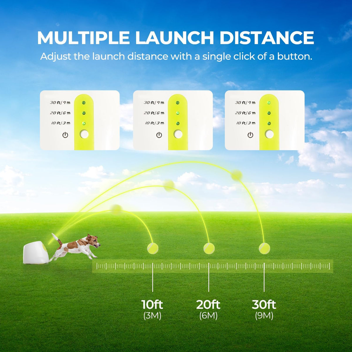 AFP Automatic Ball Launcher Dog Ball Thrower Machine Interactive Hyper Fetching Toy for Large Dogs, 3 Tennis Balls