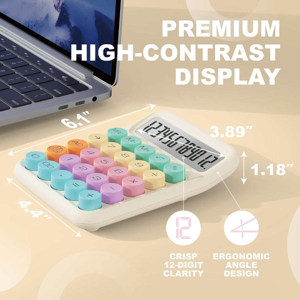 Mechanical Switch Calculator, Colorful Calculator with 12 Digit Large LCD Display & Big Buttons for Office Desk