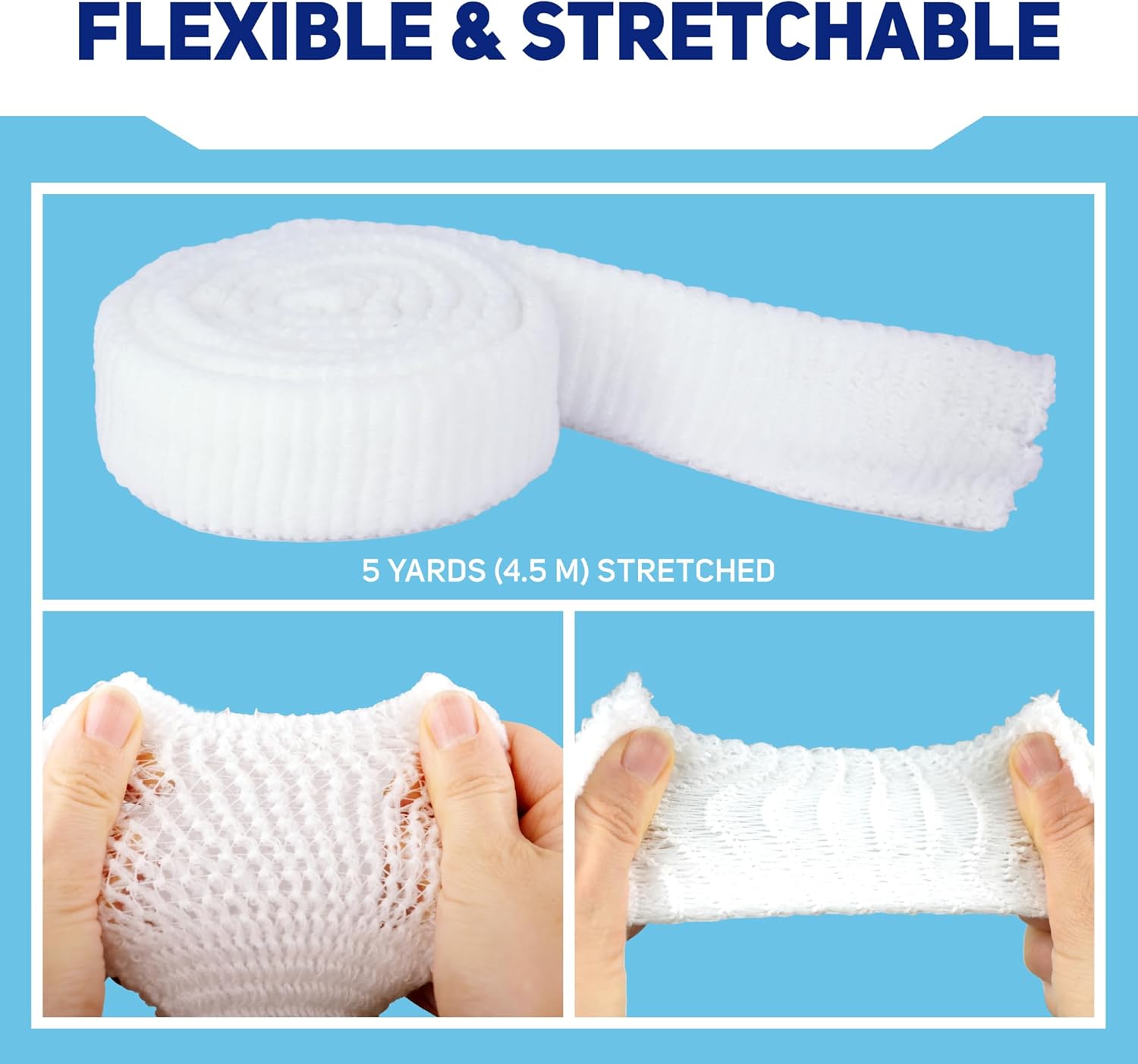 Elastic Stretch Net, 1 Roll, 5 Yards | Premium First Aid Wound Care, Secures Wound Dressings Firmly & Comfortably in
