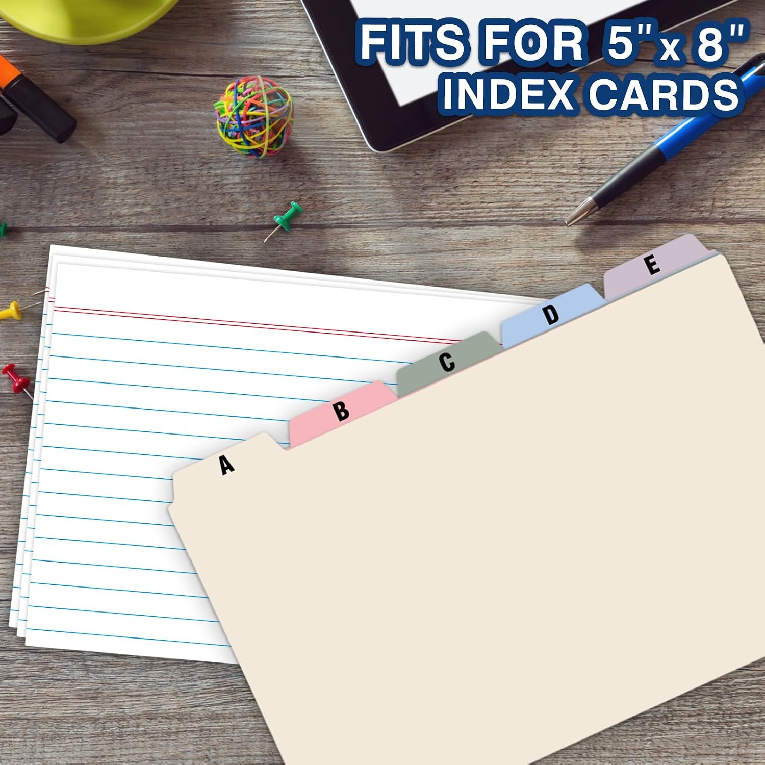5"x8" Plastic Index Card Dividers, Pastel Colors, 25 Pack | Heavyweight, A-Z, Made of Polypropylene, Alphabetical