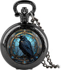 Vintage Glass Dome Mini Pocket Watch for Women Men with Chain,Black | Mini Retro Pocket Watch