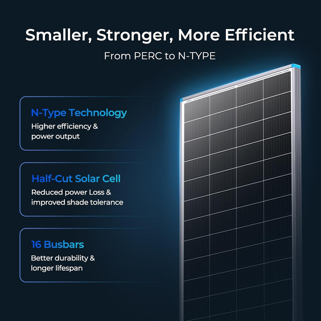 Solar Panels 200 Watt, N-Type Solar Panel 25% High-Efficiency 16BB | 200W Solar Panel for 12V/24V Battery Systems