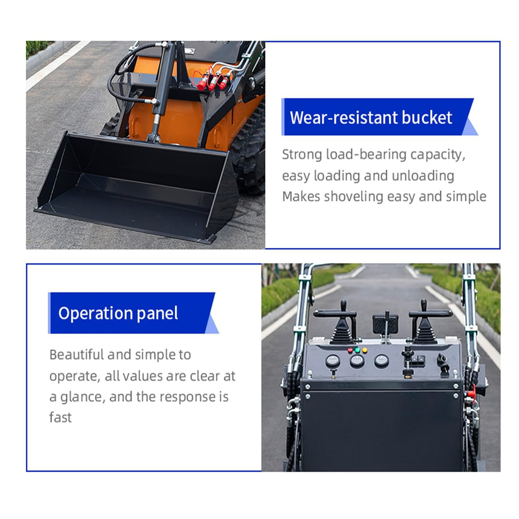 Mini Skid Steer Loader Compact Track Loader with Hydraulic Wide Bucket, Front End Loaders for Excavation Earthmoving