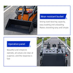 Mini Skid Steer Loader Compact Track Loader with Hydraulic Wide Bucket, Front End Loaders for Excavation Earthmoving