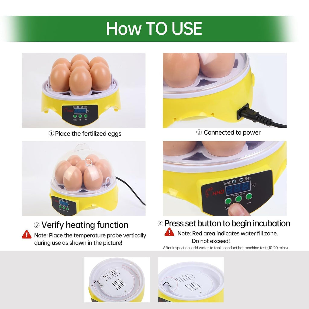 Gen 1-7 Egg Incubator for Kids & Beginners with 360° View, Manual Temperature Control for Chicken, Quail, and Parrot