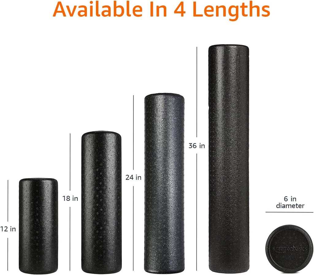 High-Density Foam Roller for Exercise, Stretching and Muscle Recovery, 36 Inches, Black
