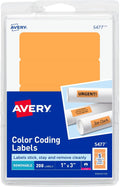 Self-Adhesive Removable Labels, 1 x 3 Inches, Orange Neon, 200 per Pack (05477)