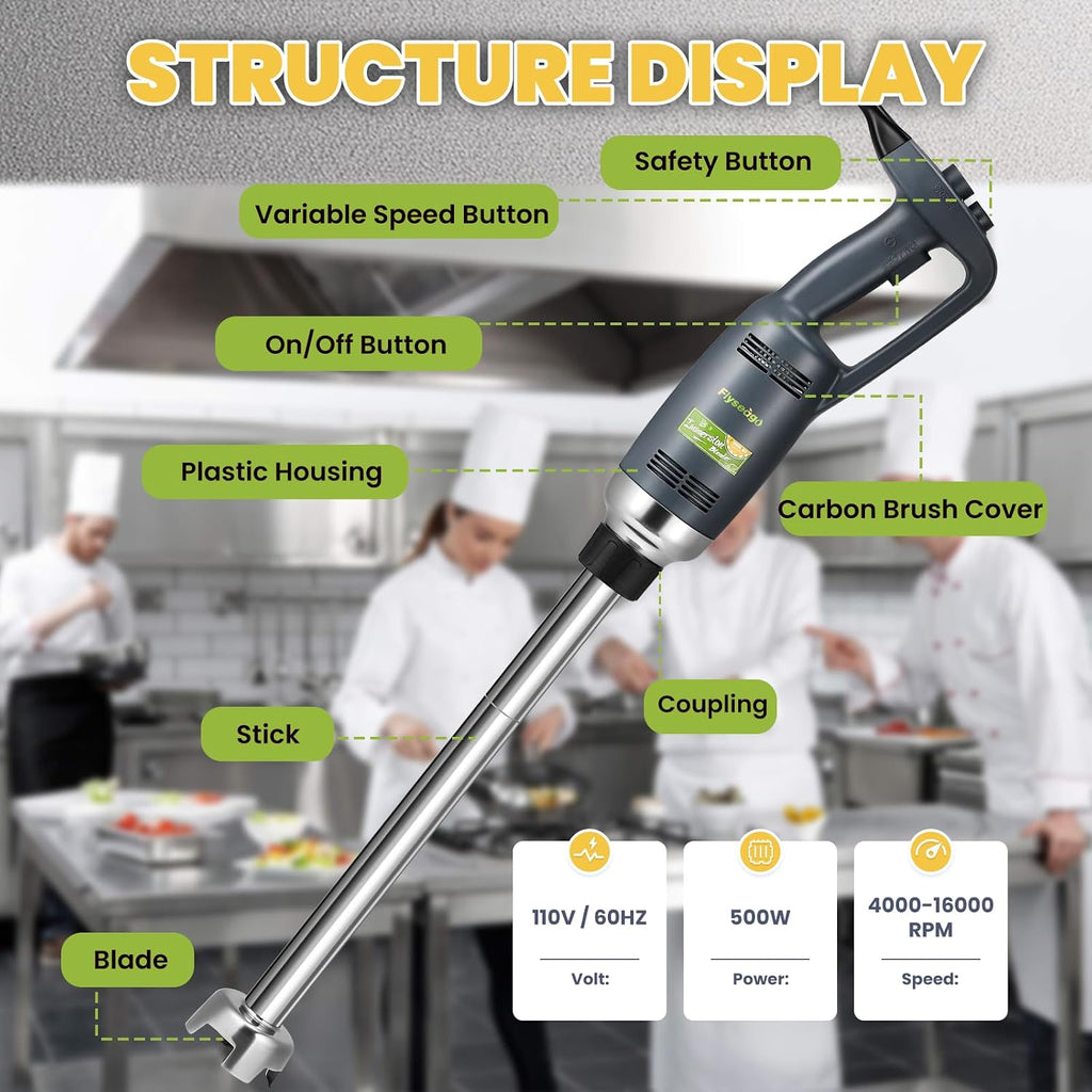 Commercial Immersion Blender Heavy Duty 20 Inch Removable Shaft