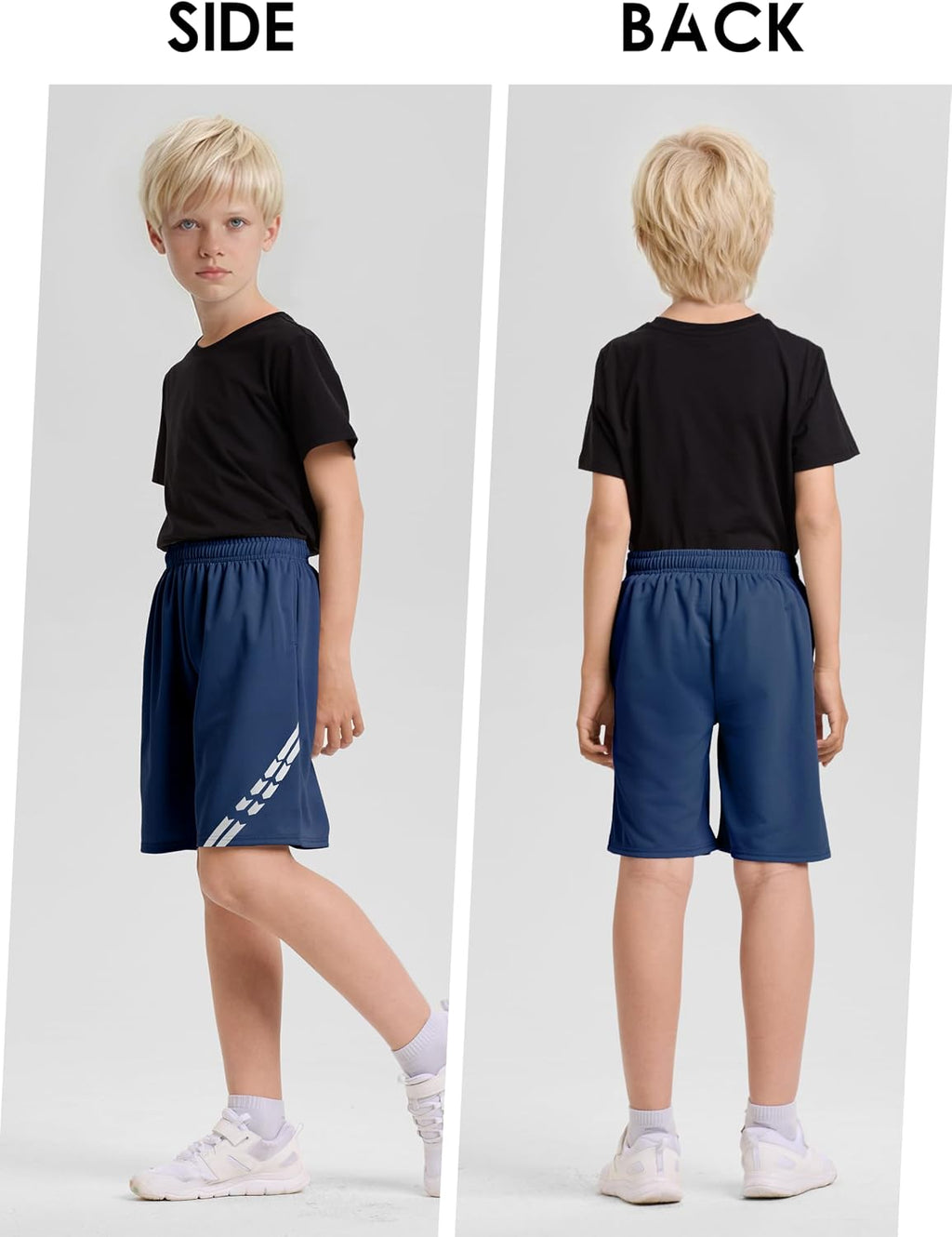 5 Pack Boys Athletic Shorts Youth Kids Soccer Basketball Shorts with Pockets Quick Dry Mesh Shorts Elastic Waist