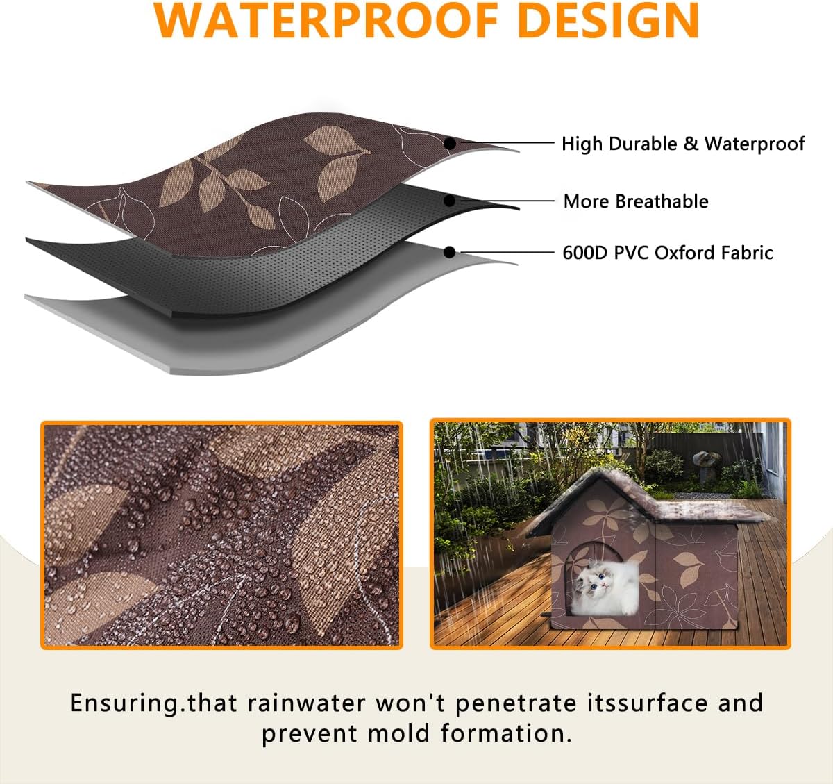 Large Outdoor Cat House Weatherproof, Houses for Outdoor Cats Feral, Collapsible Outside Cat House with Windproof