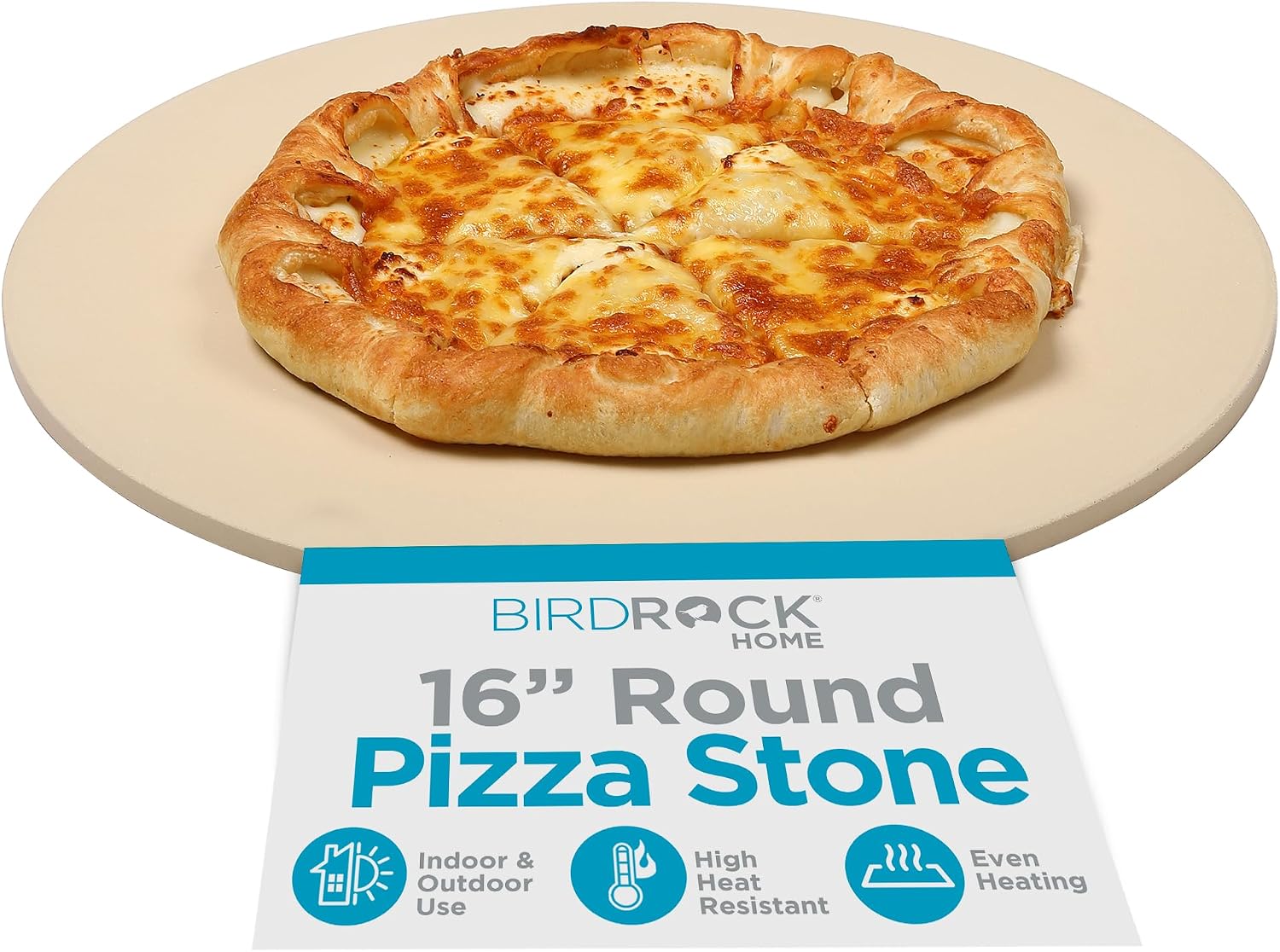 Pizza Stone for Oven and Grill | 16" Cordierite Baking Stone for Cooking, Bread, Pie, BBQ | Indoor - Outdoor | Grill