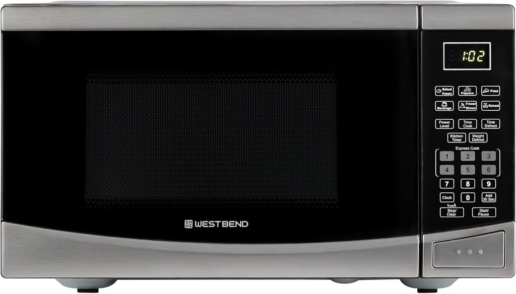 Microwave Oven, 900W, 0.9 cu. ft., in Stainless Steel | West Bend Microwave Oven, 900W, 10 Power Levels, One-Touch