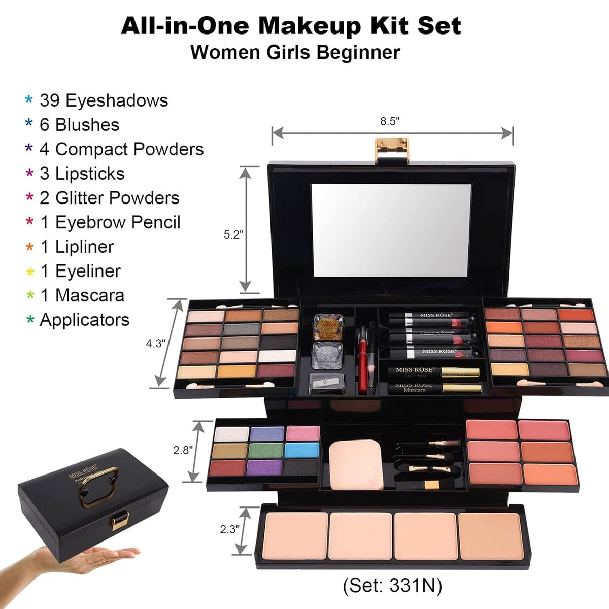 58 Color Professional Makeup Kit for Women Full Kit, Include Eyeshadow Facial Blusher Eyebrow Powder Face Concealer