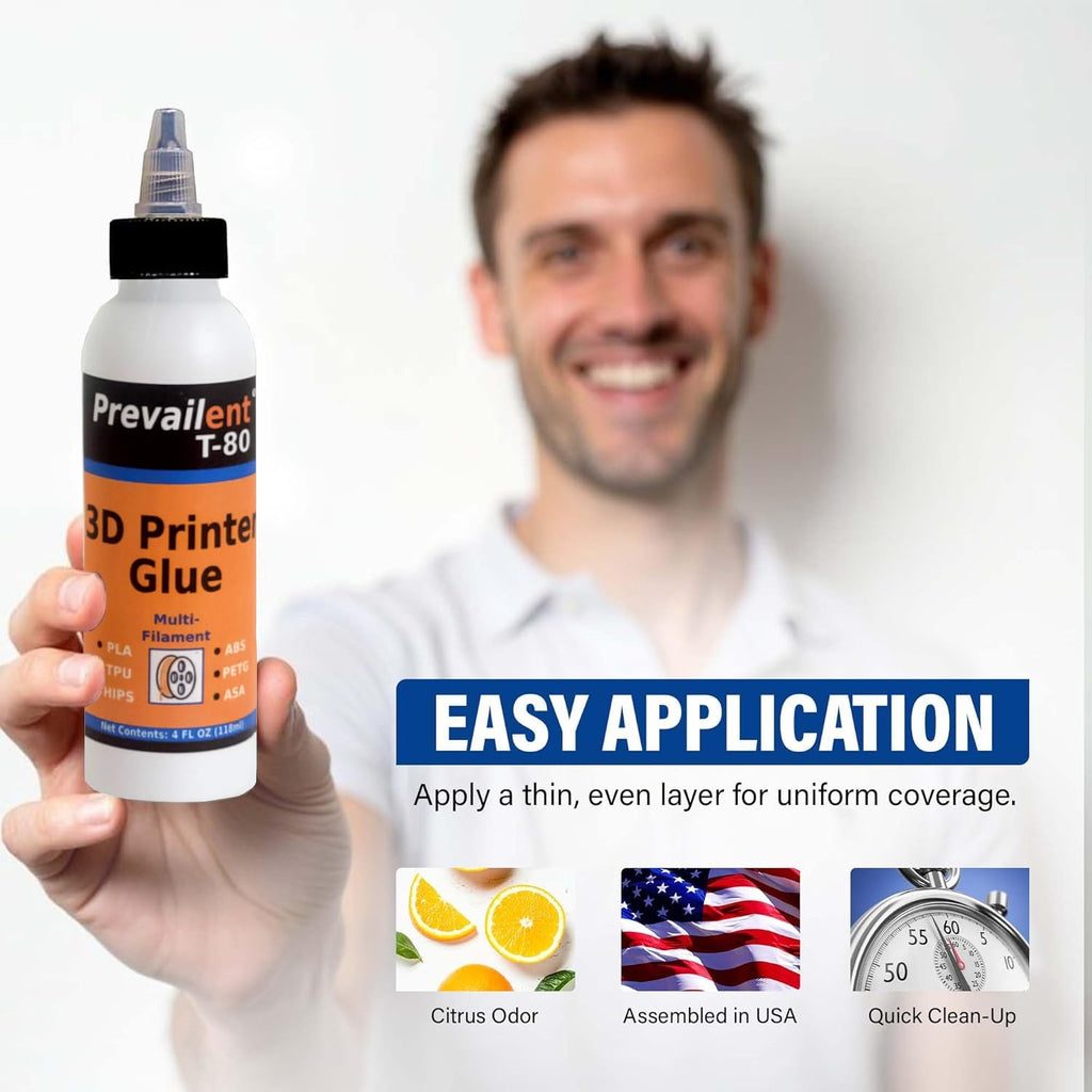 3D Printer Bed Adhesive Prevailent T-80-4 fl oz (118ml) | PLA, PETG, ABS, TPU & More, Bed Glue for Multiple Build