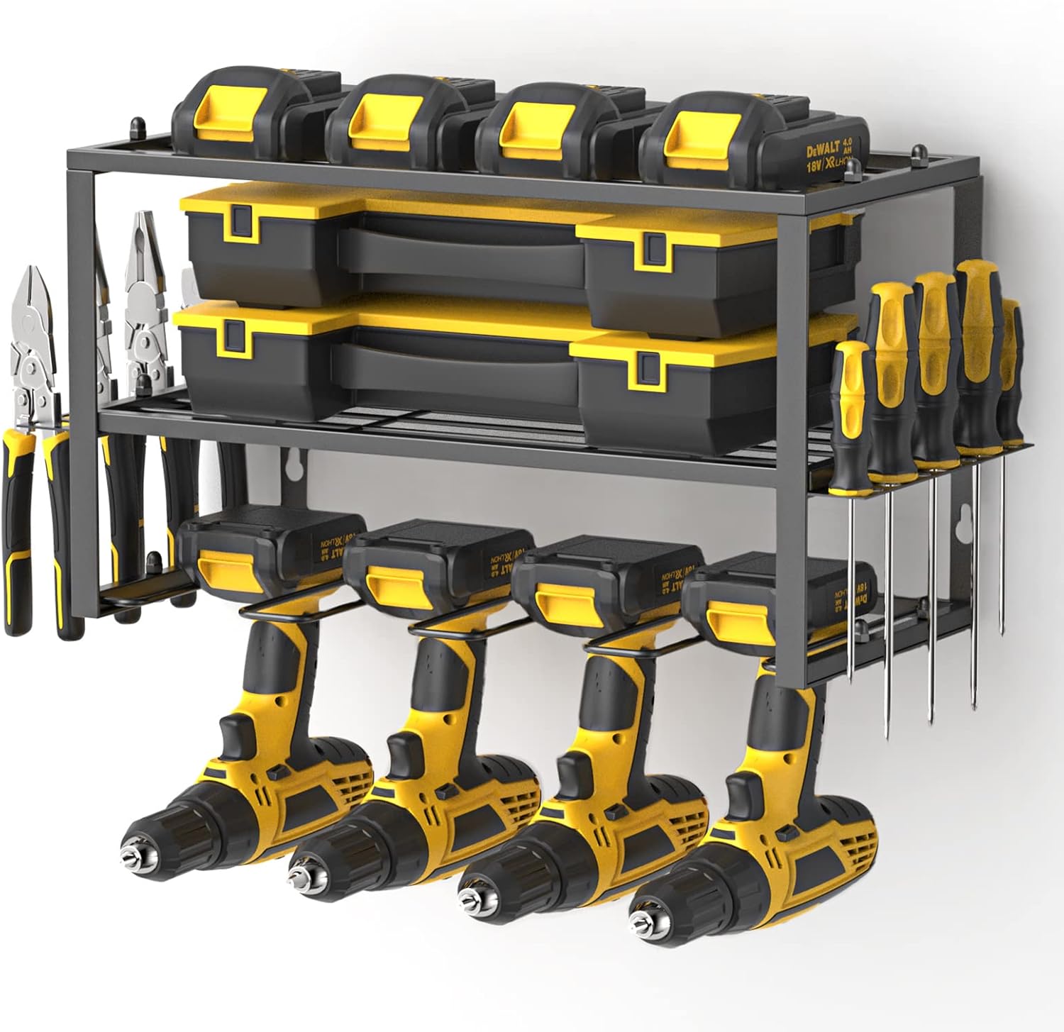 Power Tool Organizer- Power Drill Tool Holder- Heavy Duty Tool Shelf & 1 Pack 3 Layers Tool Rack Cordless Drill