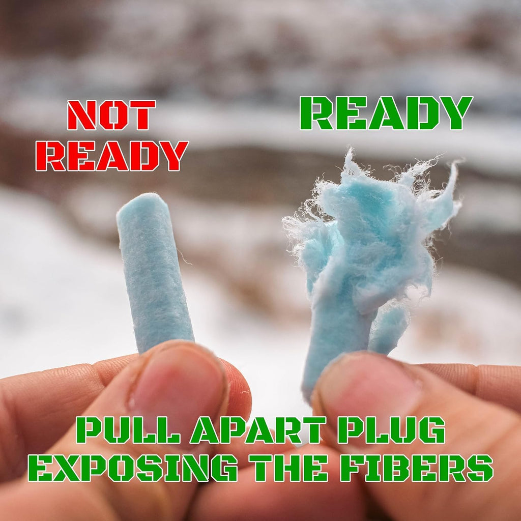 FIRE Starter Plugs (50 Pack) Extreme Winter & Weather Resistant Can Light 50+ Fires for Survival, Campfires