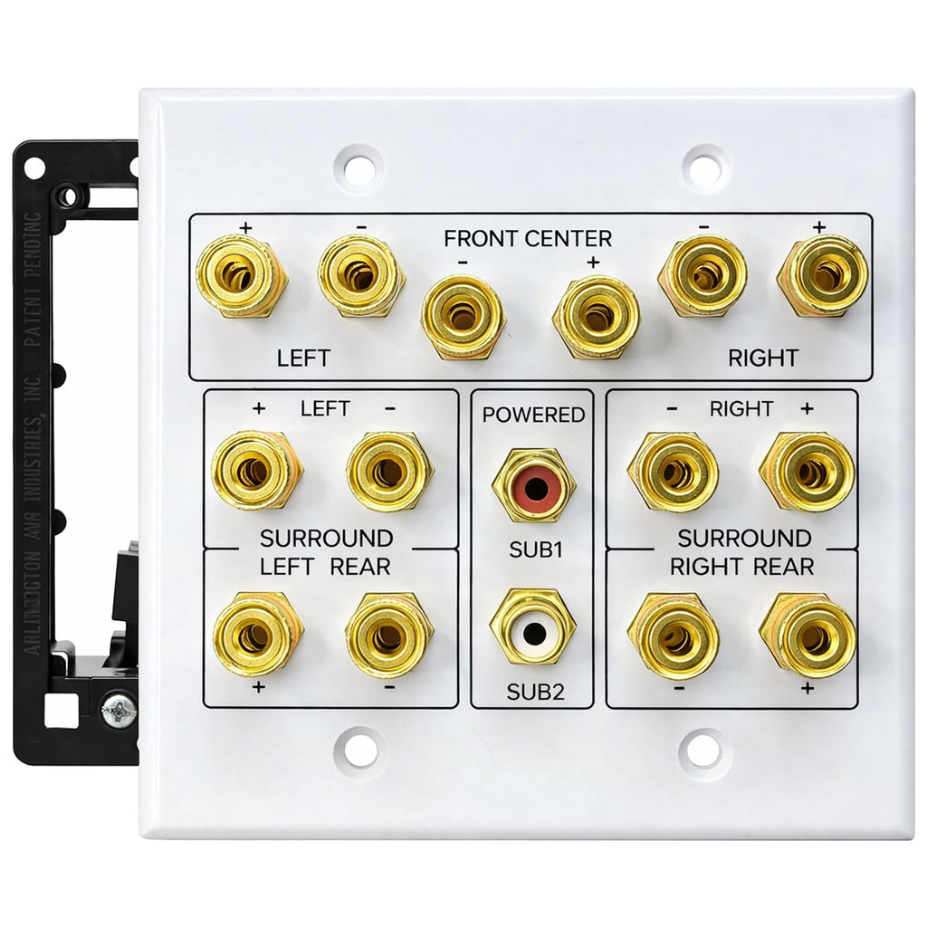 DIYTECH 7.2 Speaker Wall Plate with Gold Plated Binding Posts