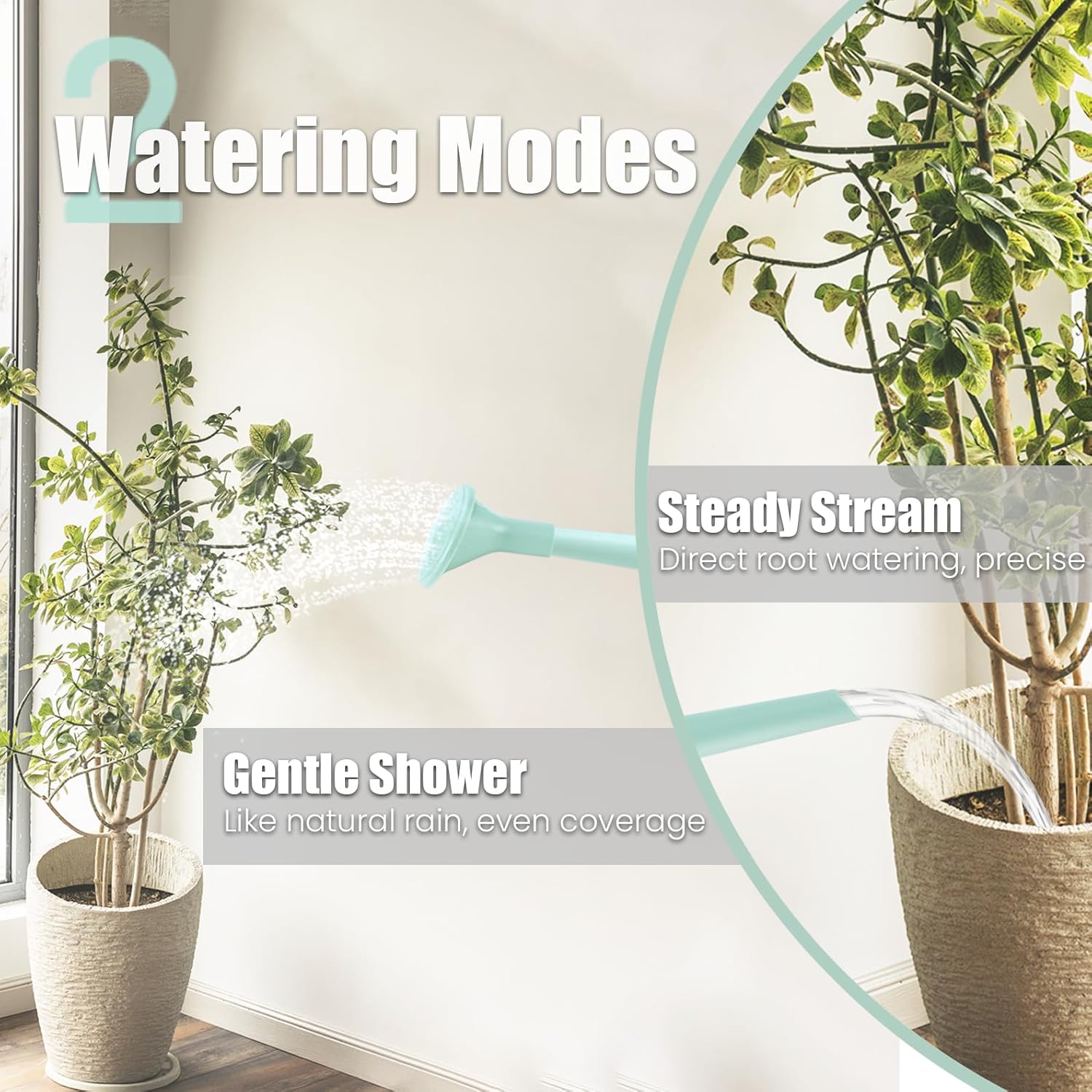Watering Can for Indoor and Outdoor Plants - Long Spout Water Can for Garden, Flower, House Plants - 1.8L/1/2 Gallon