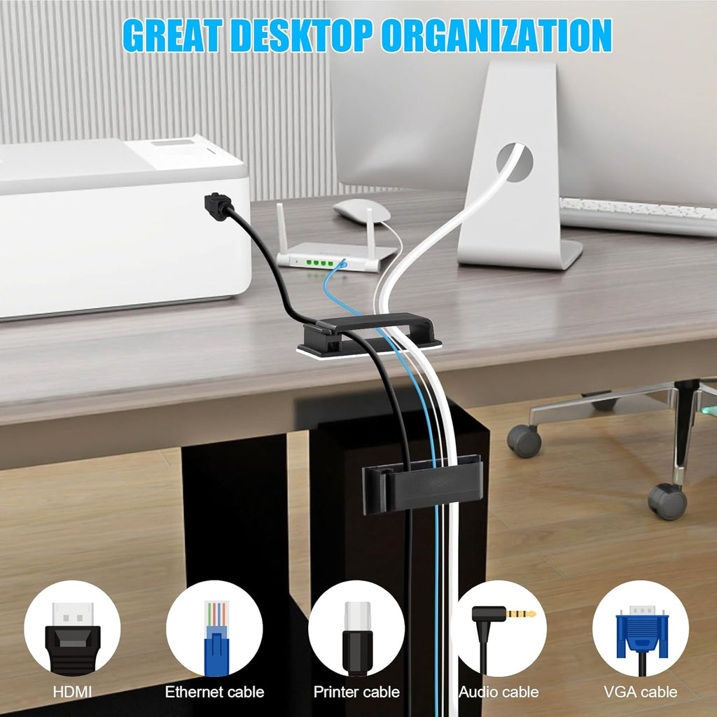 50 PCS Self Adhesive Cable Clips(L) Black,Wire Clips Cable Management Wire Organizer Cord Holder for Under Desk, Car