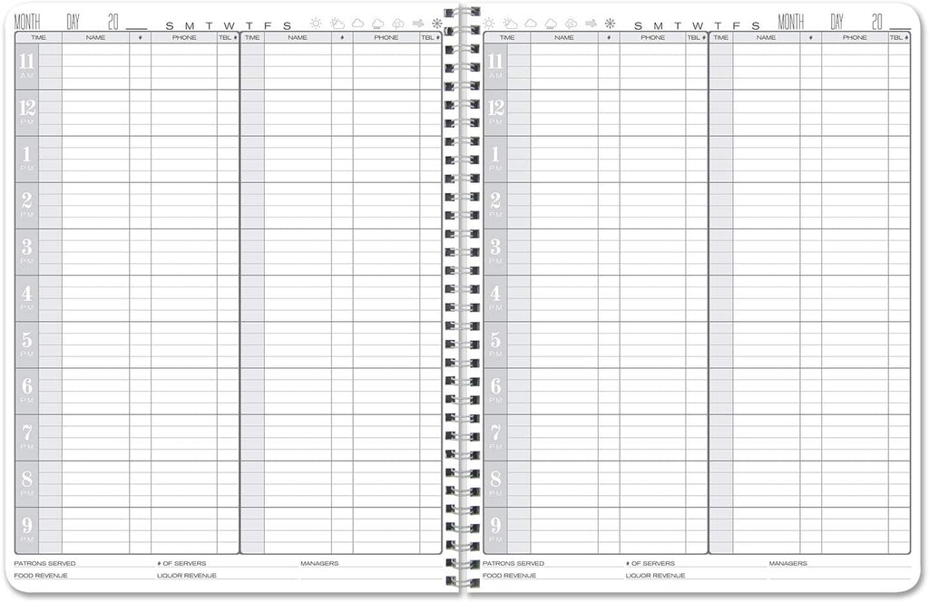 Restaurant Reservation Book, Wire-O, Black, 120 Pages