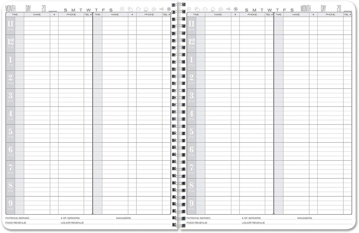 Restaurant Reservation Book, Wire-O, Black, 120 Pages