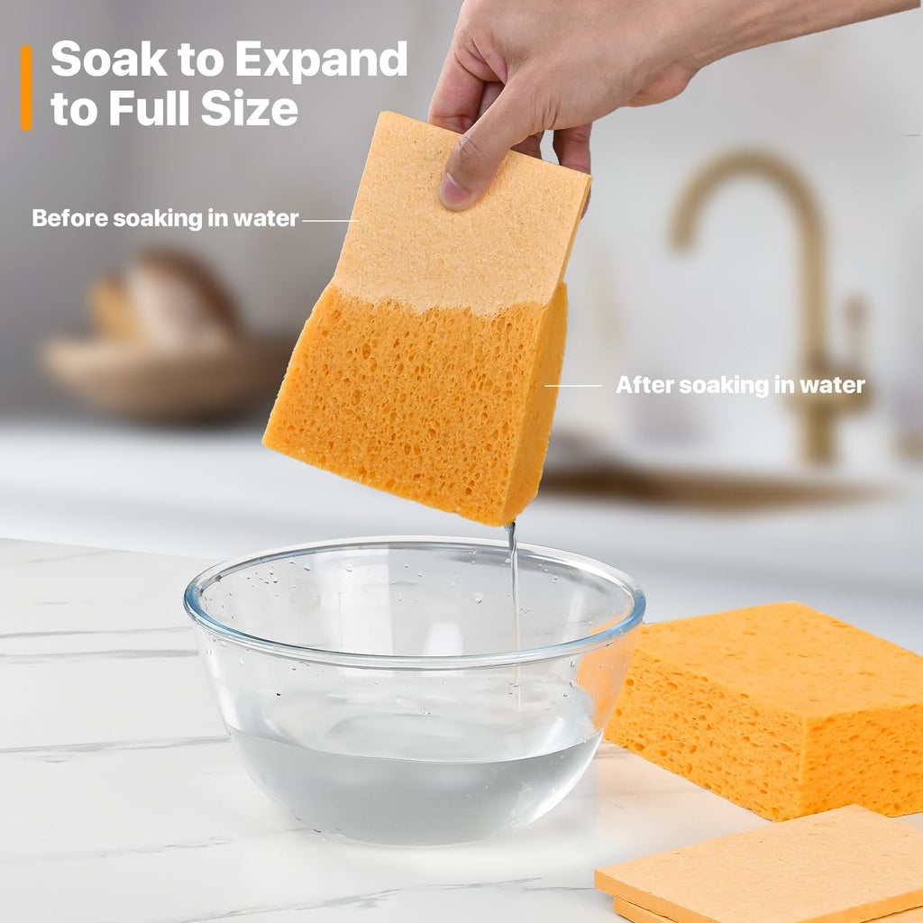 Large Natural Cellulose Sponge, Super Absorbent, 6 x 4 x 2 Inch (2 Pack)