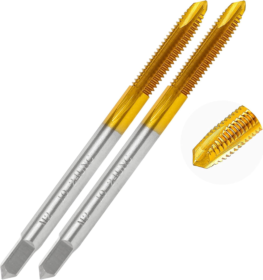2Pcs 10-24 UNC Spiral Point Thread Tap for Stainless Steel and Metal