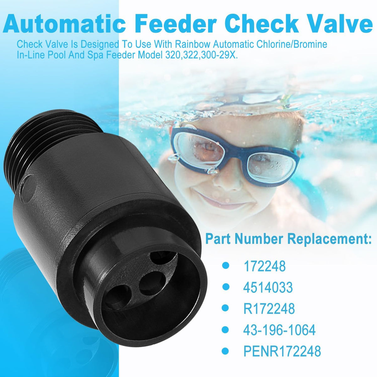 R172248 Check Valve Replacement for 320 Automatic Chlorine/Bromine in-Line Pool and Spa Feeder (1/2 Inch)
