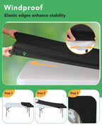 Fitted Tablecloth Rectangle Table Cloths with Elastic, 4 ft, Black, 6 Pack