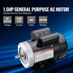 Happybuy 1.5HP Electric Motor 1725 RPM, AC 115V/230V, 56C Frame, Air Compressor Motor Single Phase, 5/8"" Keyed Shaft, CW/CCW Rotation for Agricultural Machinery and General Equipment