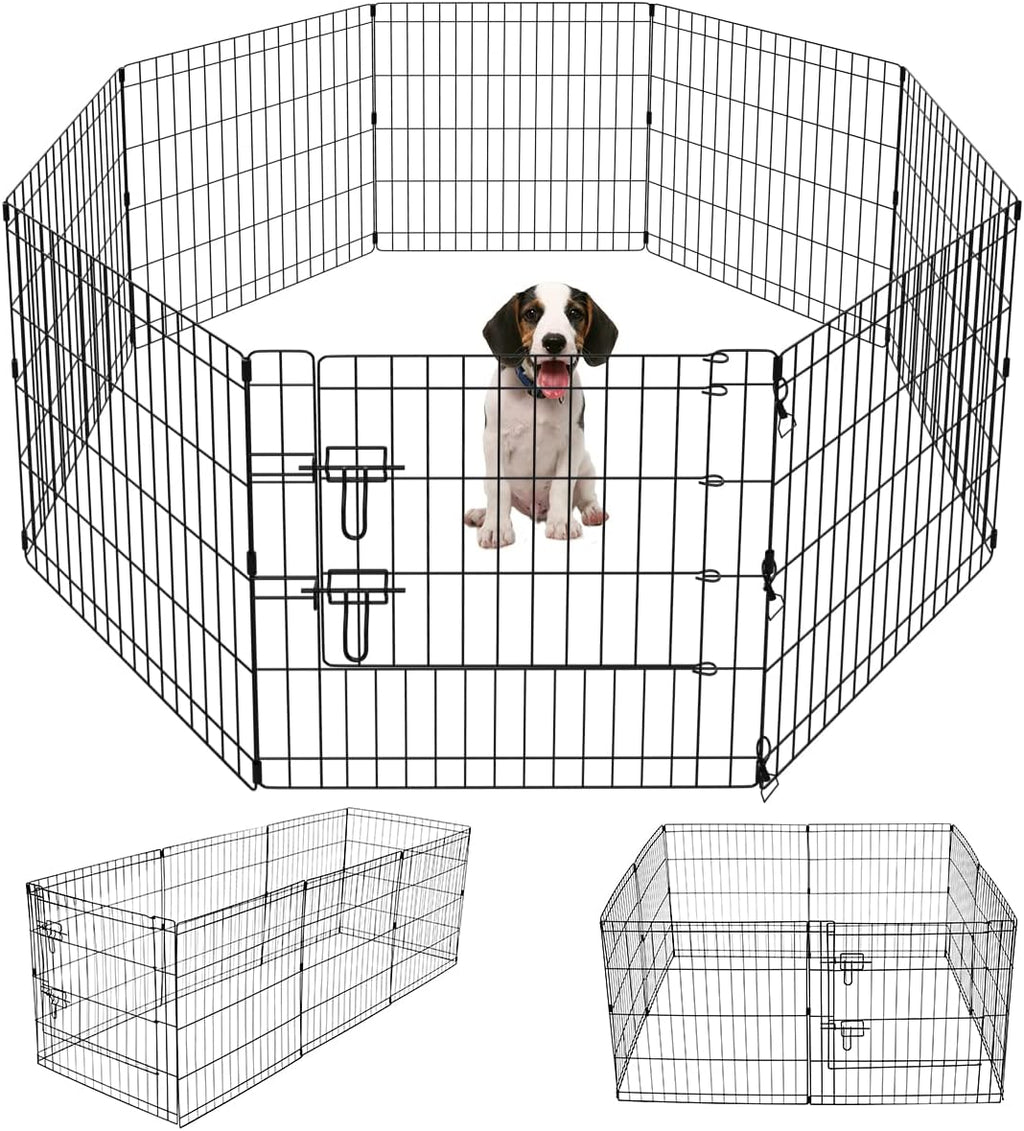 Pet Playpen Puppy Playpen Kennels Dog Fence Exercise Pen Gate Fence Foldable Dog Crate 8 Panels 24 Inch Kennels Pen