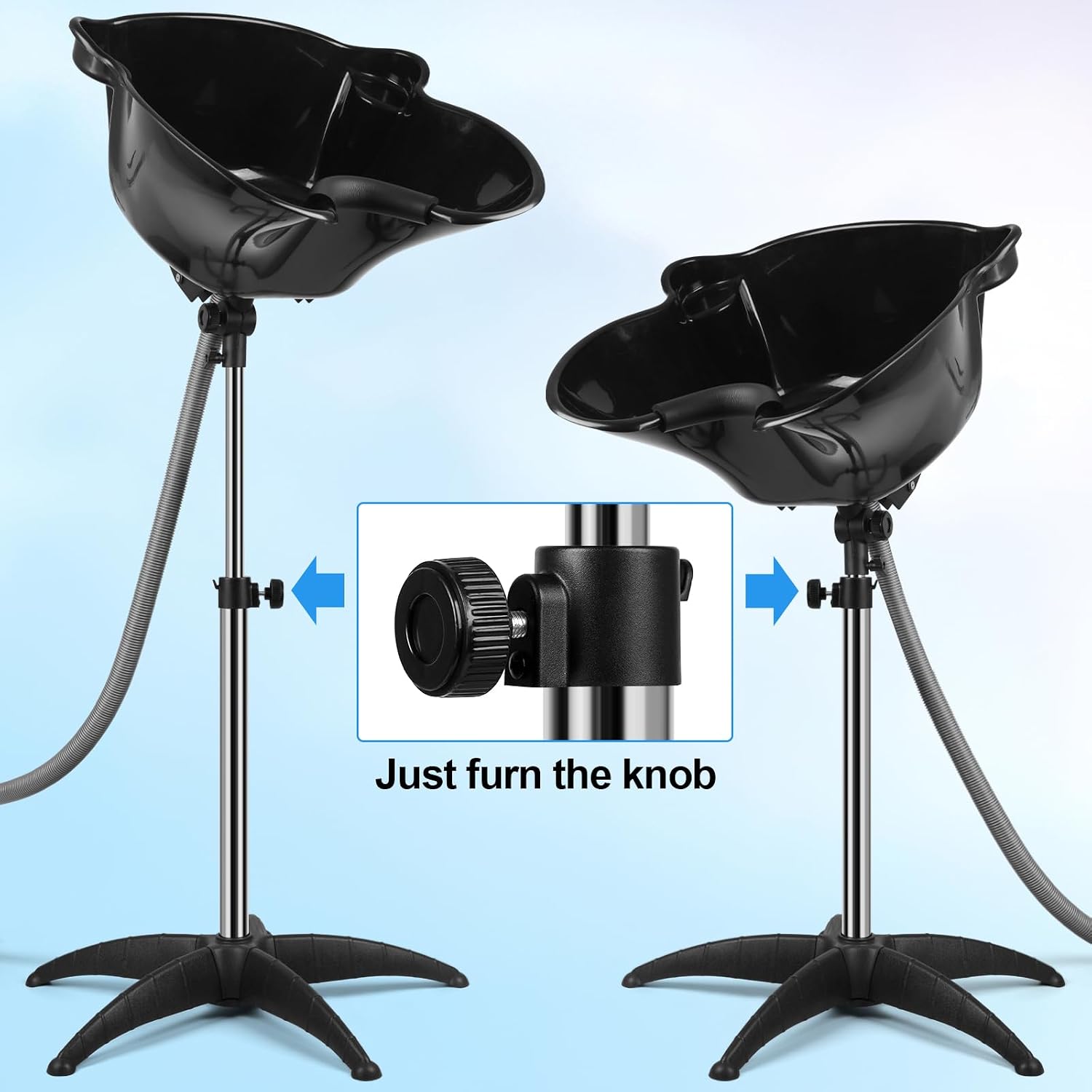 Portable Shampoo Bowl, 270° Rotating Salon Sink, Height Adjustable | Portable Height Adjustable Shampoo Bowl with