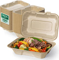 100 Pack 9x6 Compostable To Go Food Containers, Disposable To Go Boxes for Food, Lunch Boxes, Clamshell Take Out