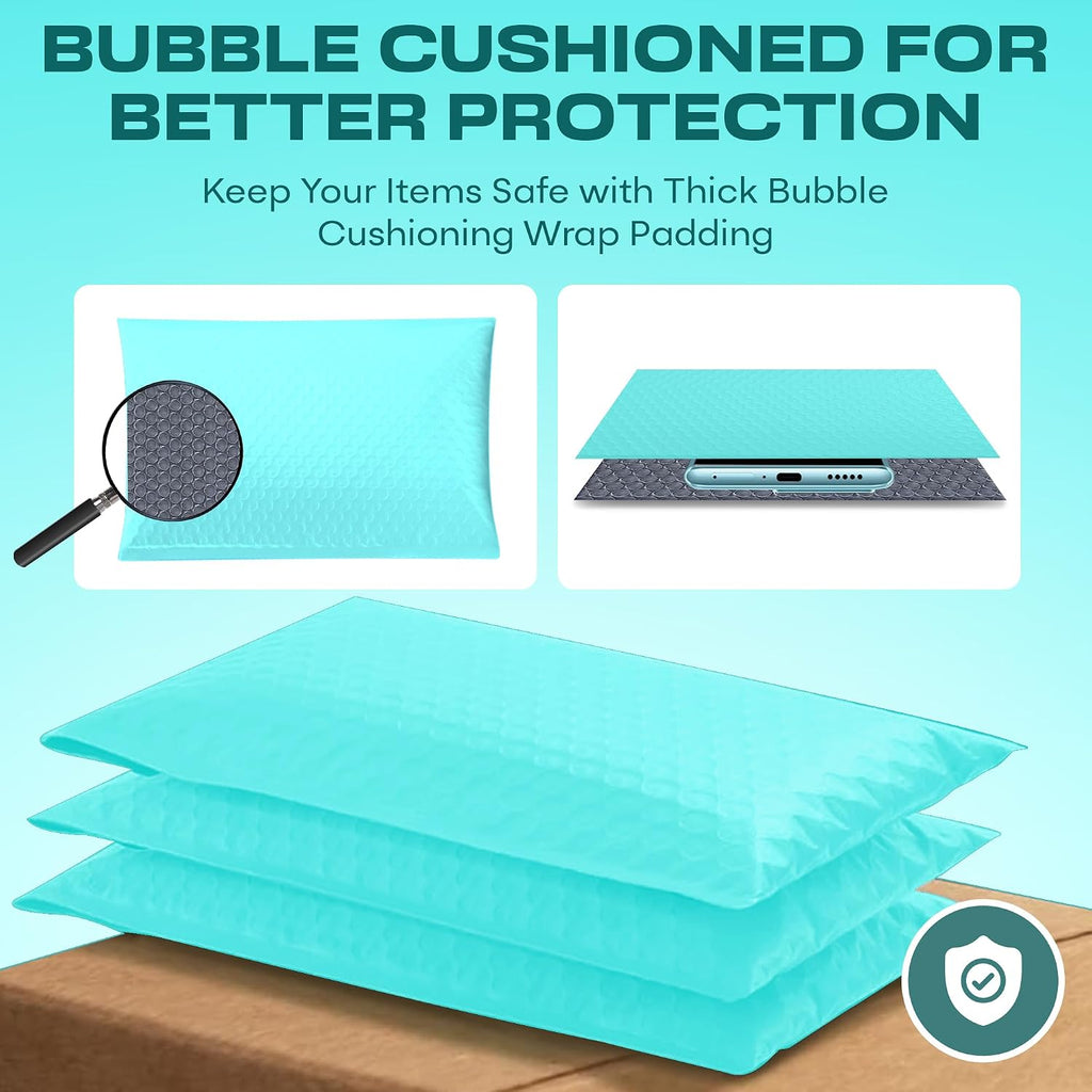 Teal Bubble Mailers 12.5x19, Self Seal Poly Padded Envelopes #6, 20 Pack