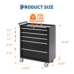 Rolling Tool Chest, 5 Drawers Tool Storage Cabinet, Toolbox with Wheels, Portable Tool Cabinet Organizer with Locking