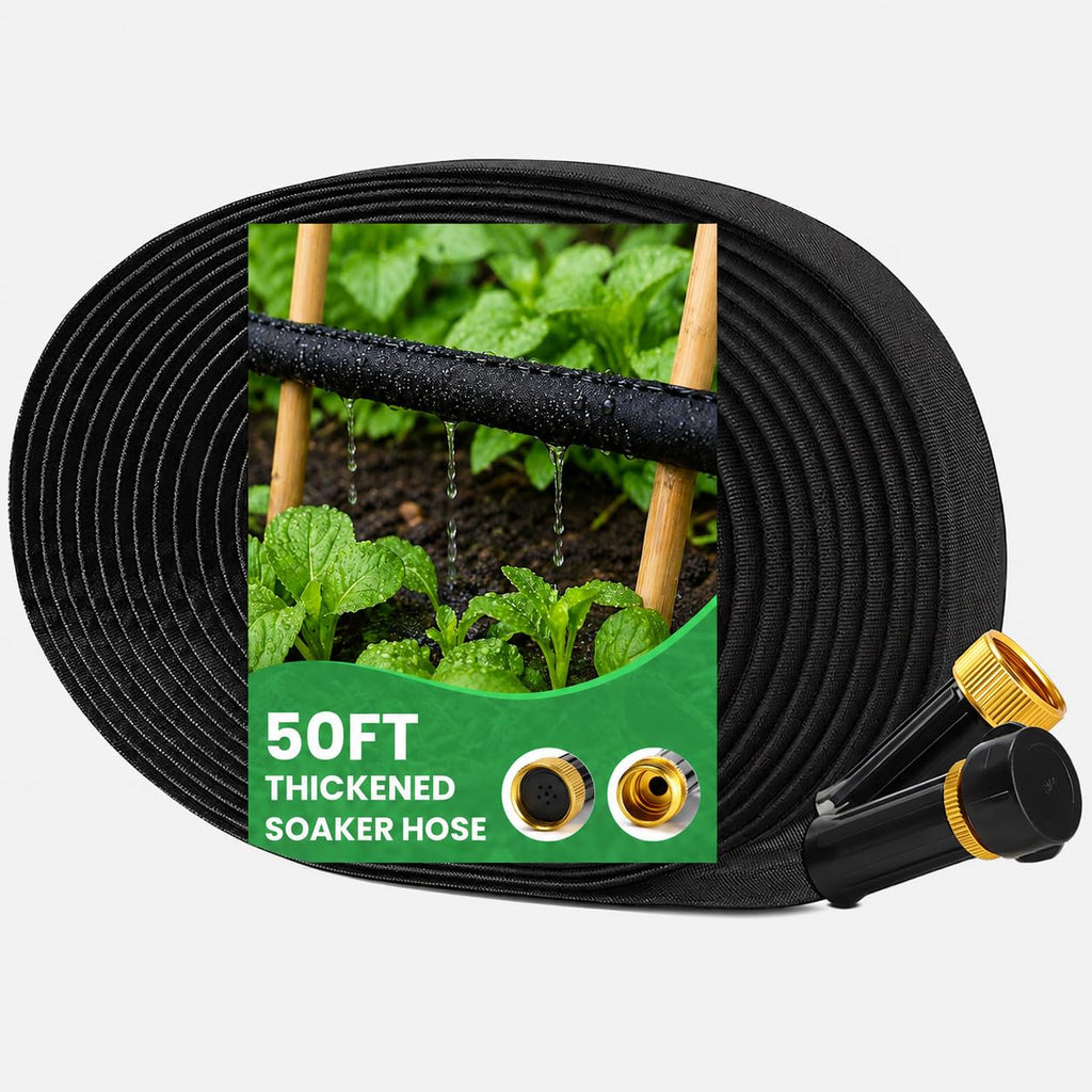 2026-Thickened Soaker Hose 50Ft with Copper Joint,Saving 80% Water