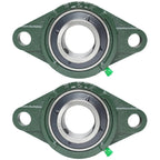 2 Pack UCFL207-22 Pillow Block Bearing – Flange 2 Bolt Mounted Pillow Block Bearings – Bearing Steel Bearings with 1-3/8" Bore - Self-aligning Bearings with Solid Cast Iron Base