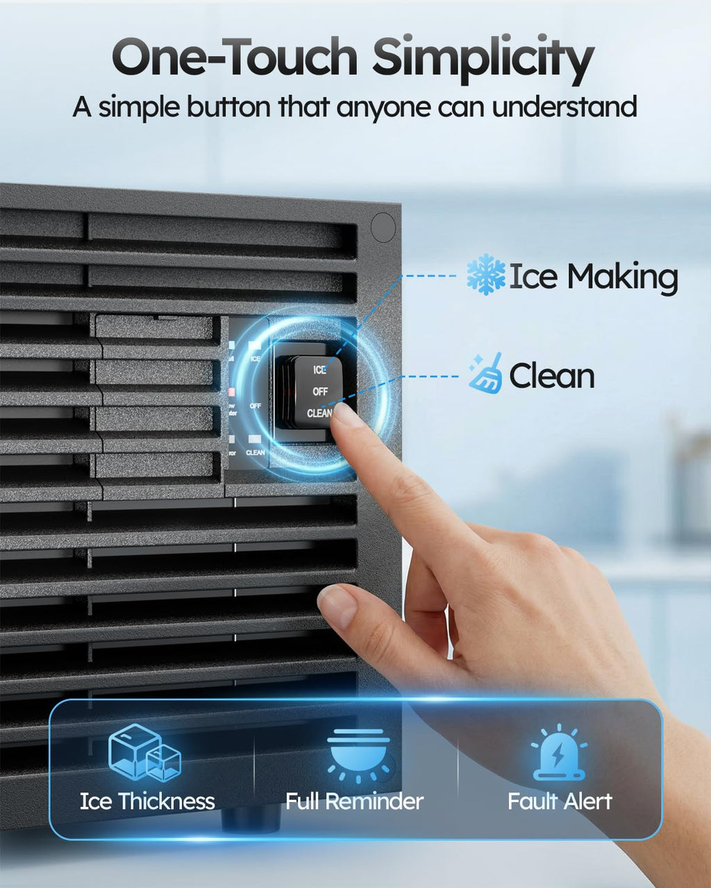 Commercial Ice Maker Machine, 100lbs/24H with 18-33lbs Ice Storage
