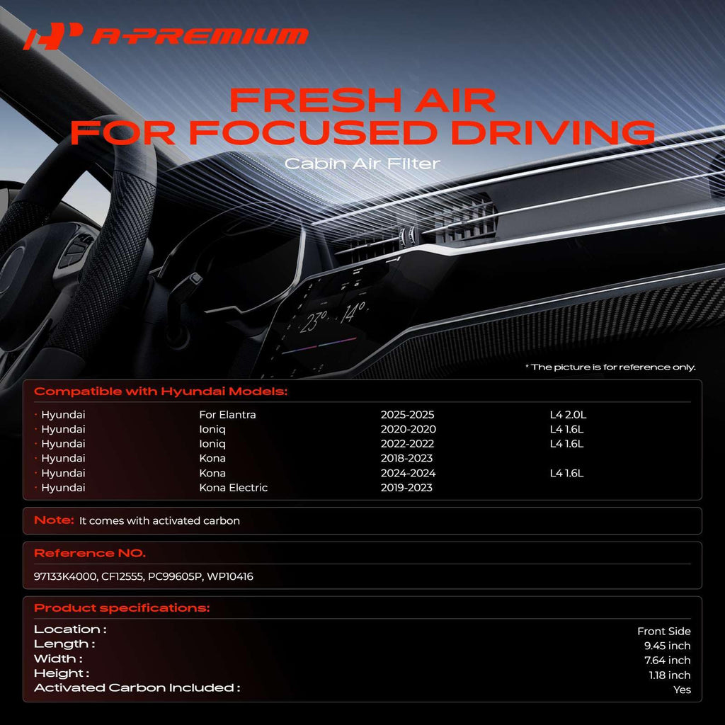 A-Premium Cabin Air Filter, Compatible with Hyundai
