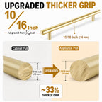 Solid Brass Appliance Pull, Brushed Gold Handle, 18" Hole Centers