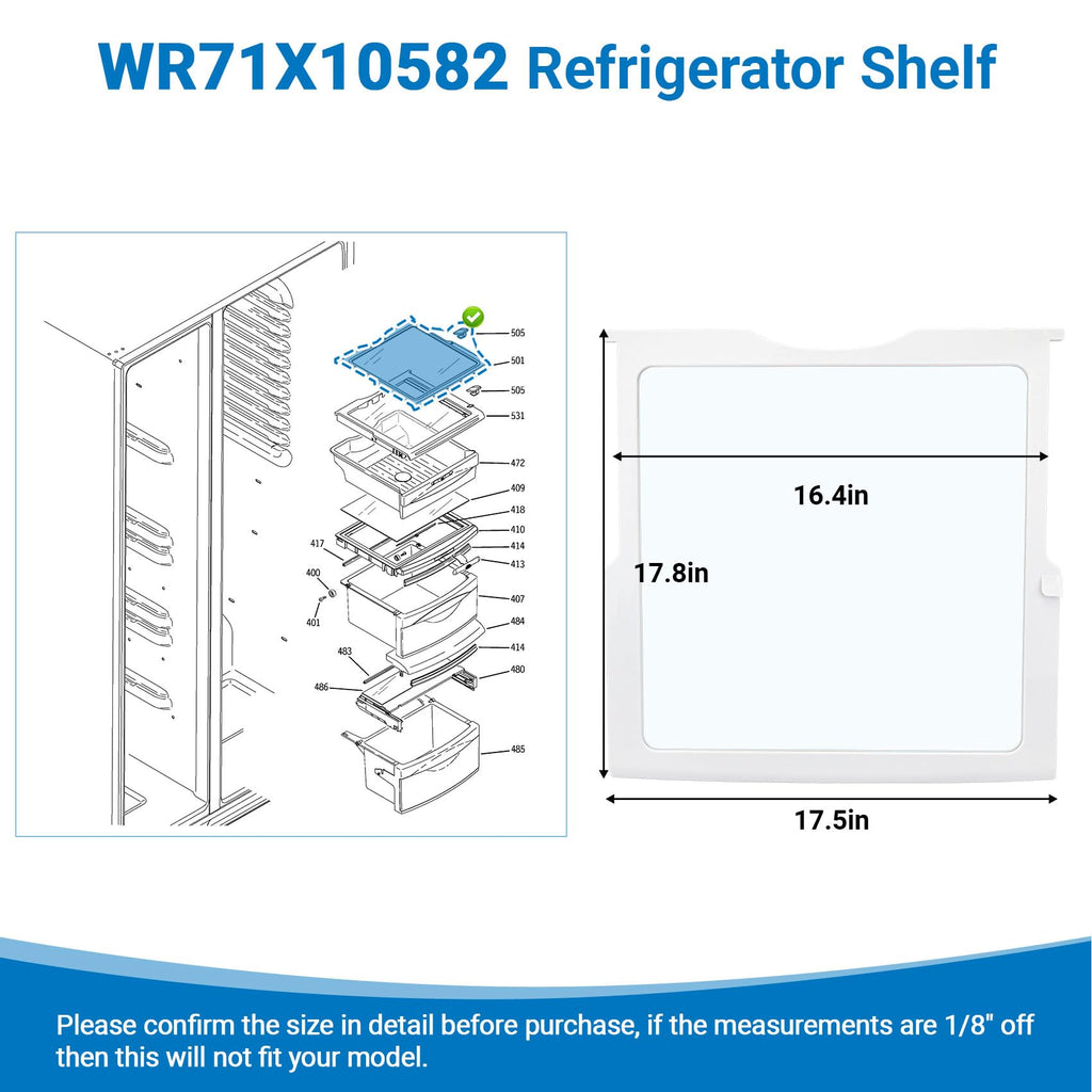 WR71X10582 Refrigerator Glass Shelf Compatible With GE Hotpoint RCA Fridge