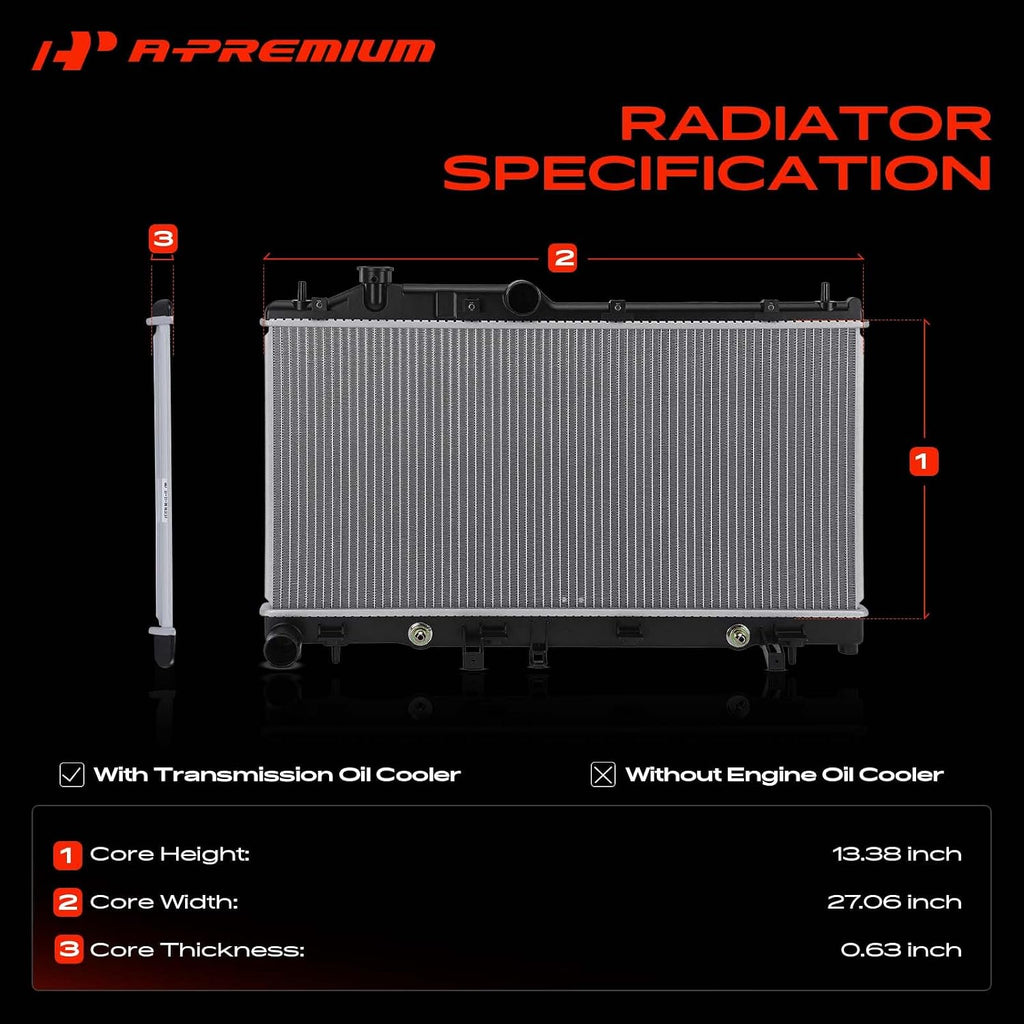 A-Premium Engine Coolant Radiator Assembly with Transmission Oil Cooler