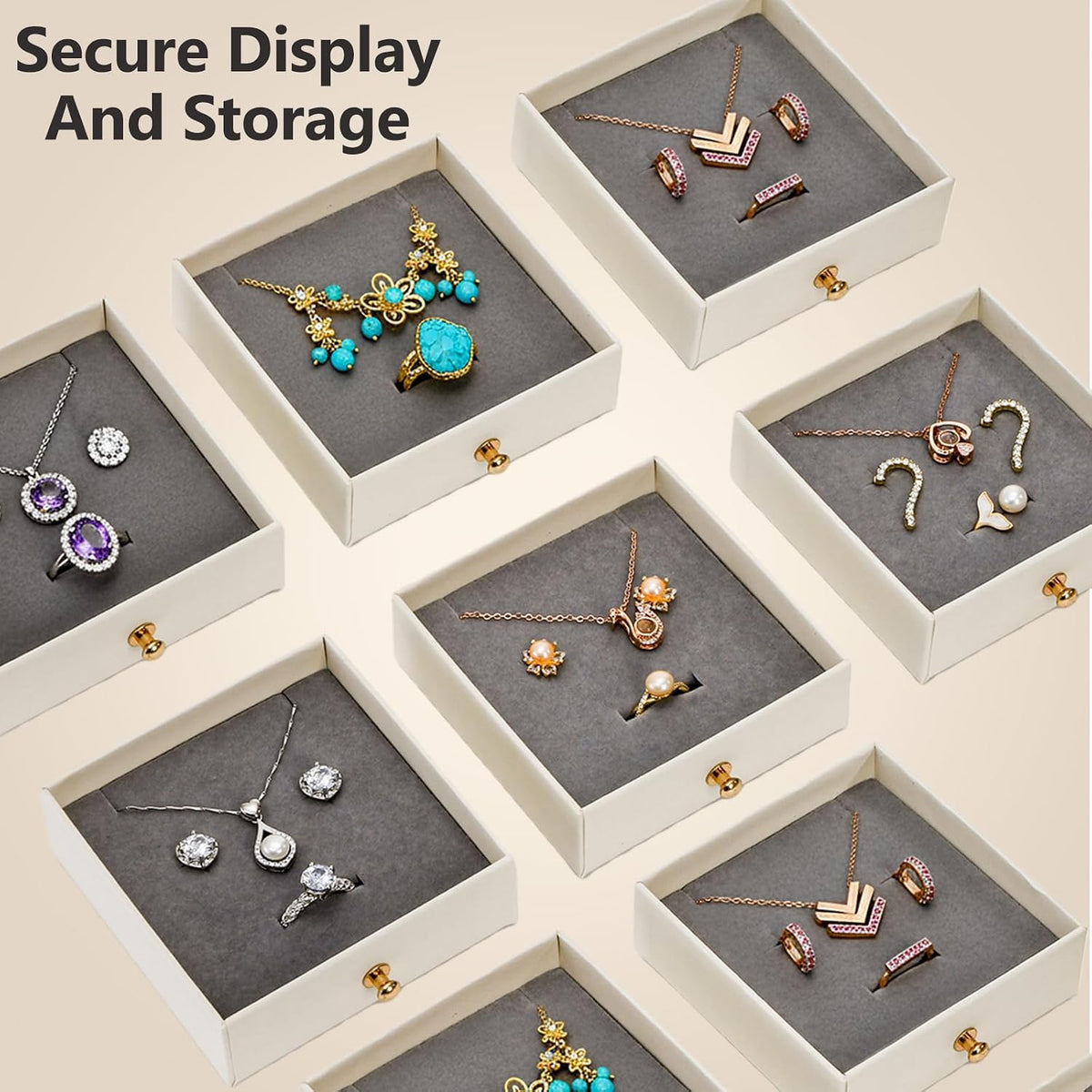 8 Pack Cardboard Jewelry Gift Boxes, 3.8x3.8x1.4 Inch, Gray