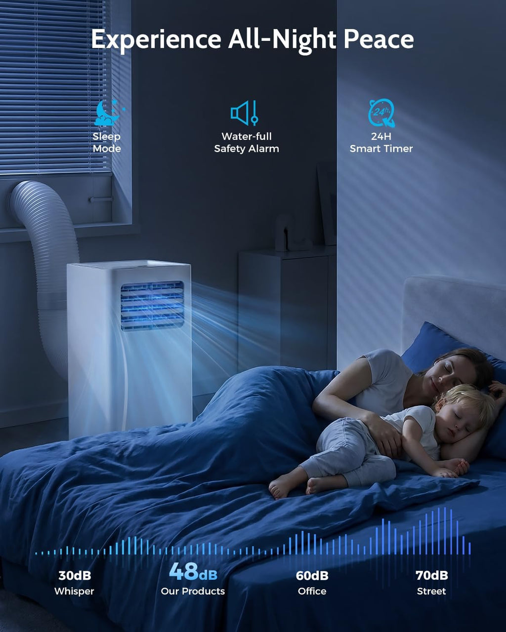 8,000 BTU Portable Air Conditioners - Cools 350 Sq.Ft, 3-in-1 Portable AC with Remote Control/Sleep Mode/24H Timer