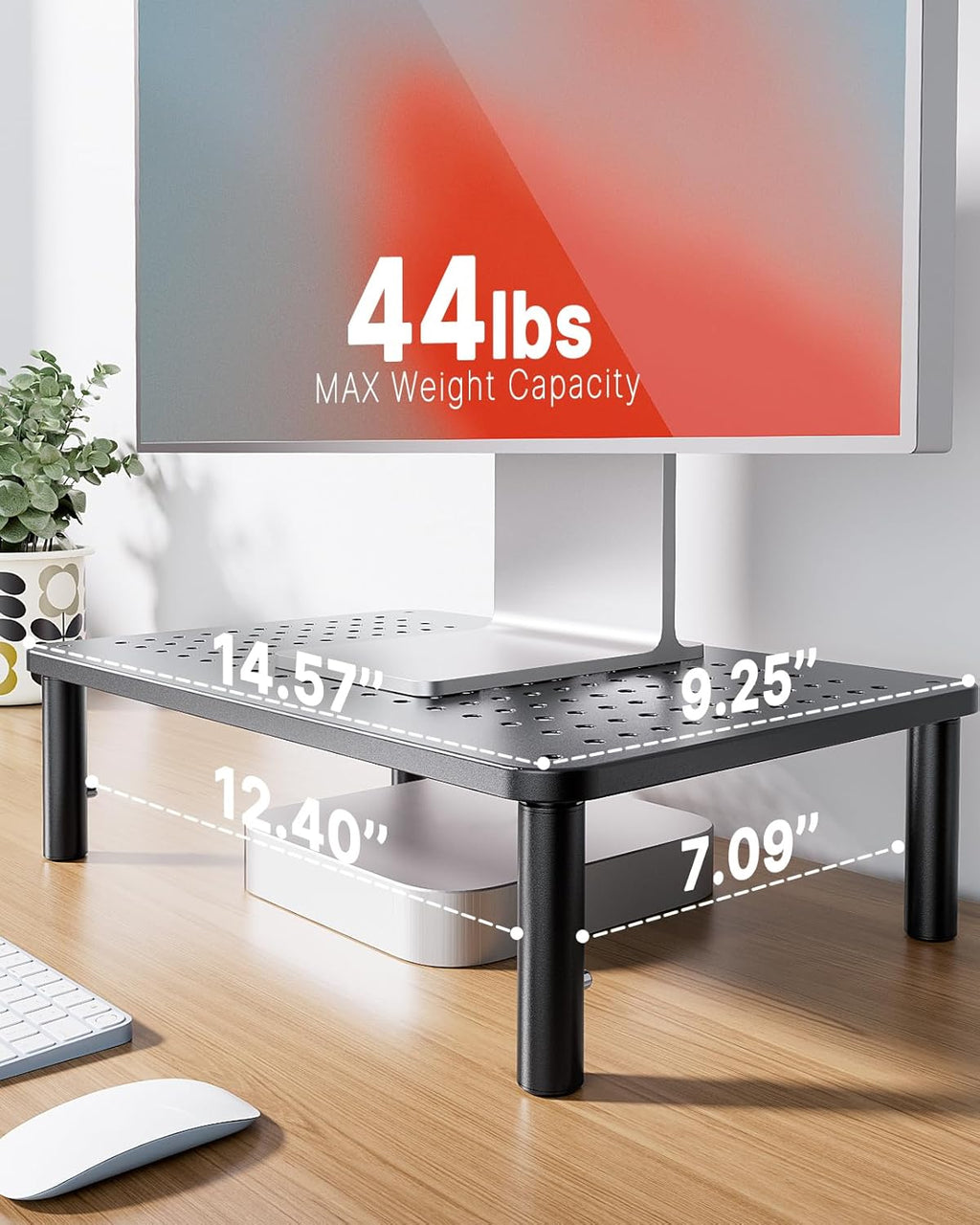 Monitor Stand, Monitor Stand Riser 3 Height Adjustable, Monitor Riser with Airflow Vents, Laptop Stand for Desk