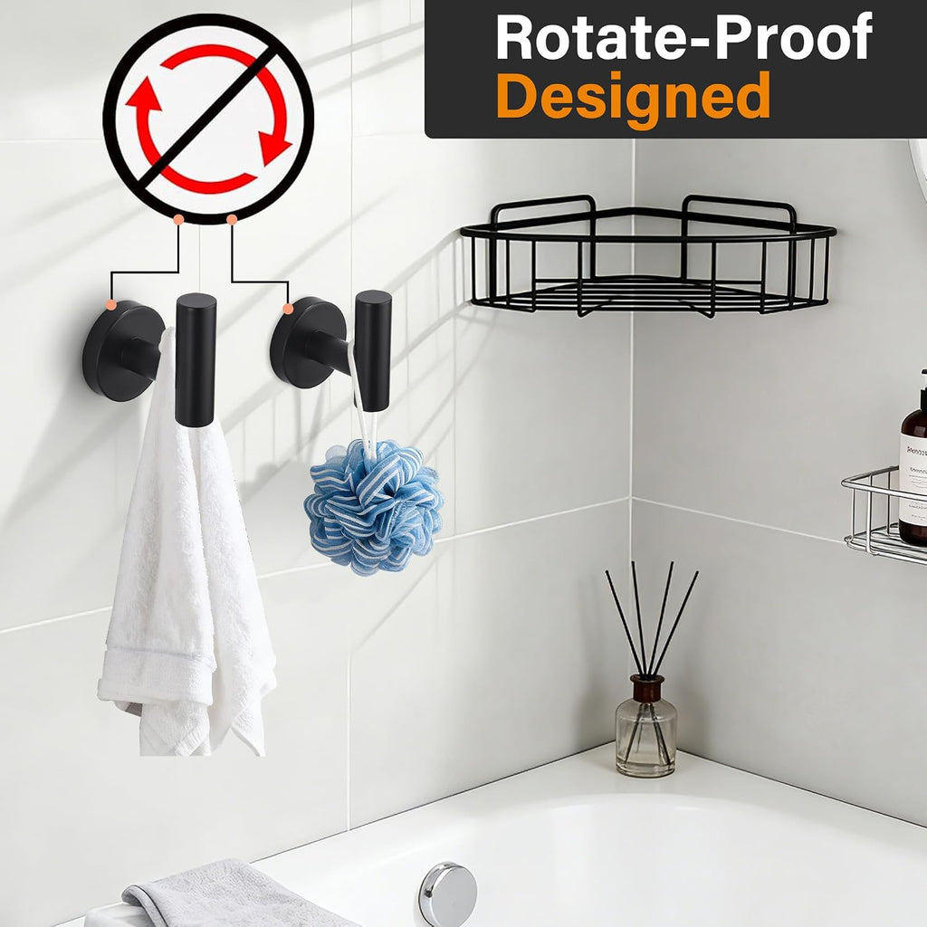 Towel Coat Hook Matte Black SUS304 Stainless Steel Bathroom Clothes Cabinet Closet Sponges Robe Hook Wall Mounted