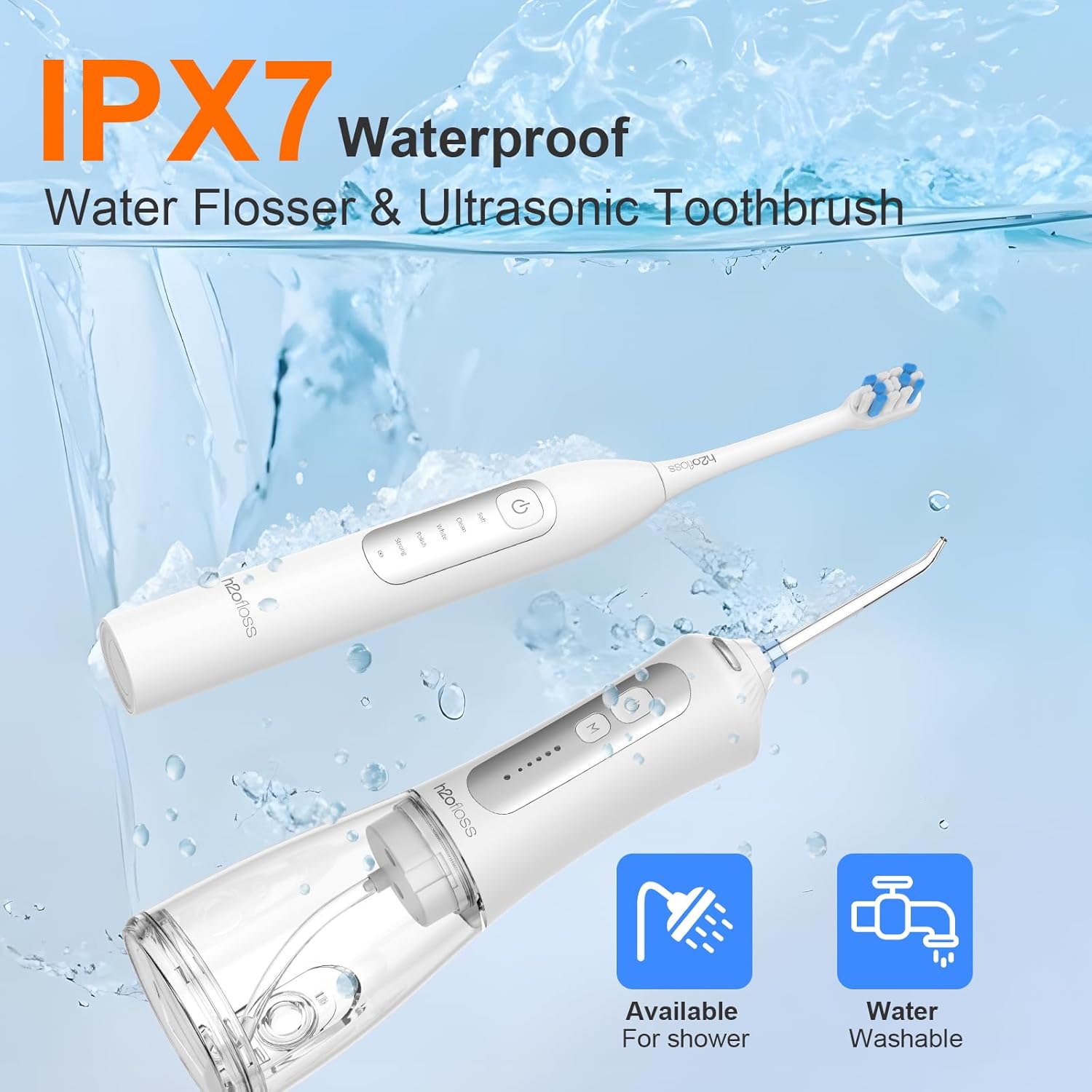 Sonic Electric Toothbrush and Water Flosser Combo, Rechargeable 2000mAh Toothbrush and 2500mAh Oral Irrigator with