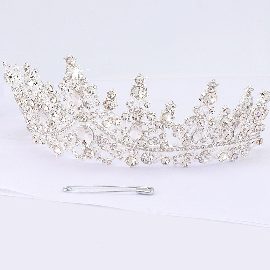 Custom Sash with Crown White Blank Satin Sash For Women Girls Rhinestones Tiara Satin Sash with Rhinestone Iron on