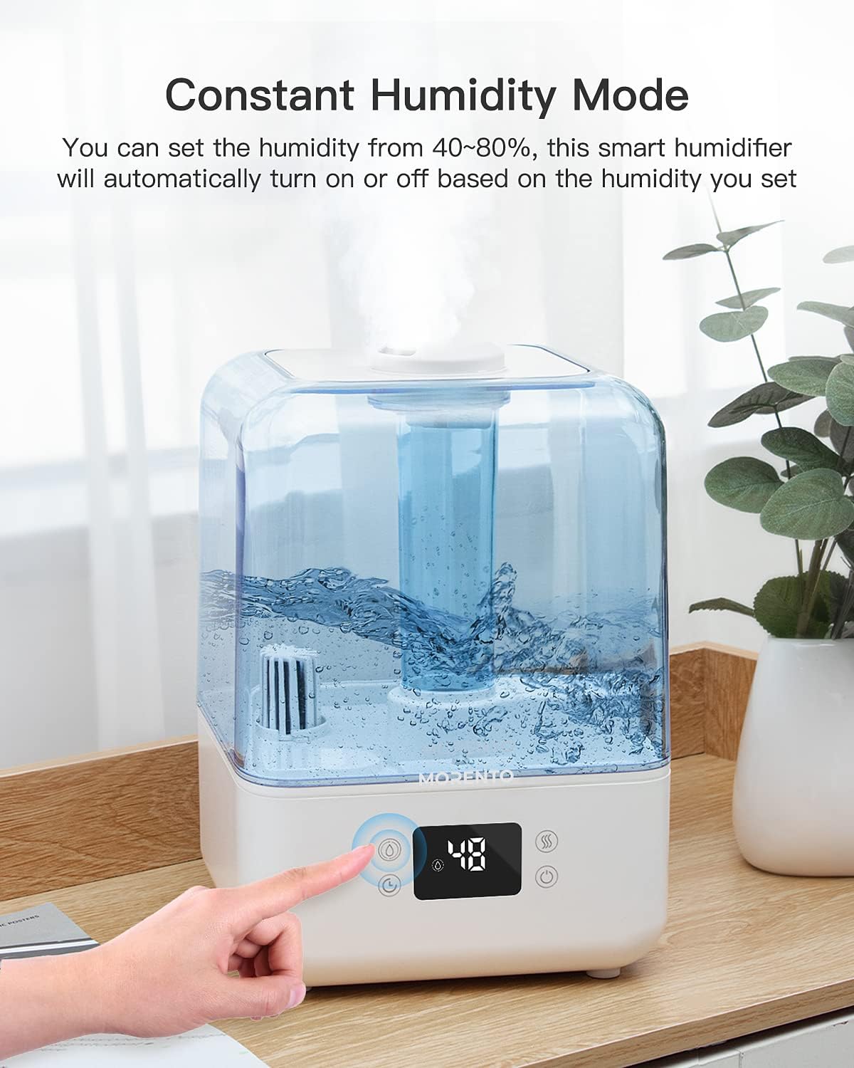 4.5L Top Fill Cool Mist Humidifier for Bedroom, Large Room, Home with 360 Nozzle, Auto Shut-Off, Humidity Setting