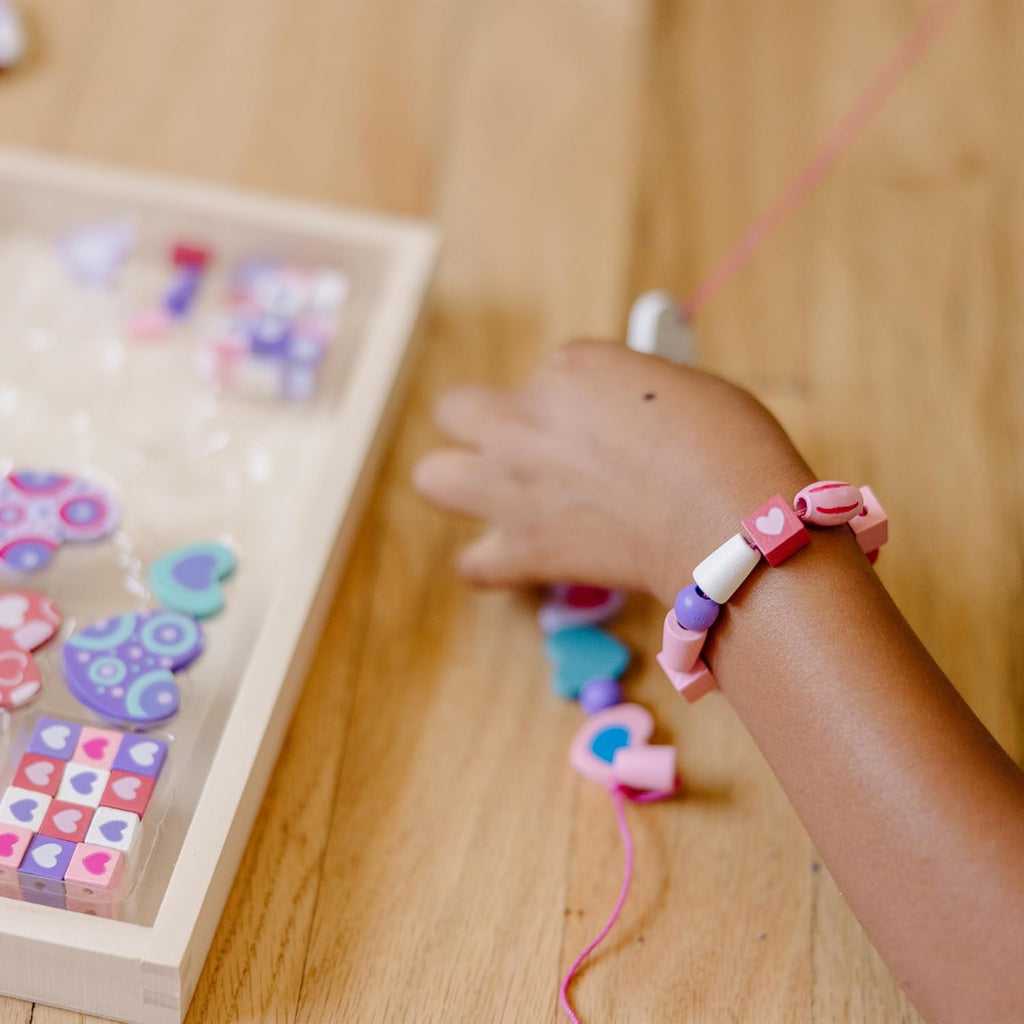 Created by Me! Heart Beads Wooden Bead Kit, 120+ Beads and 5 Cords for Jewelry-Making